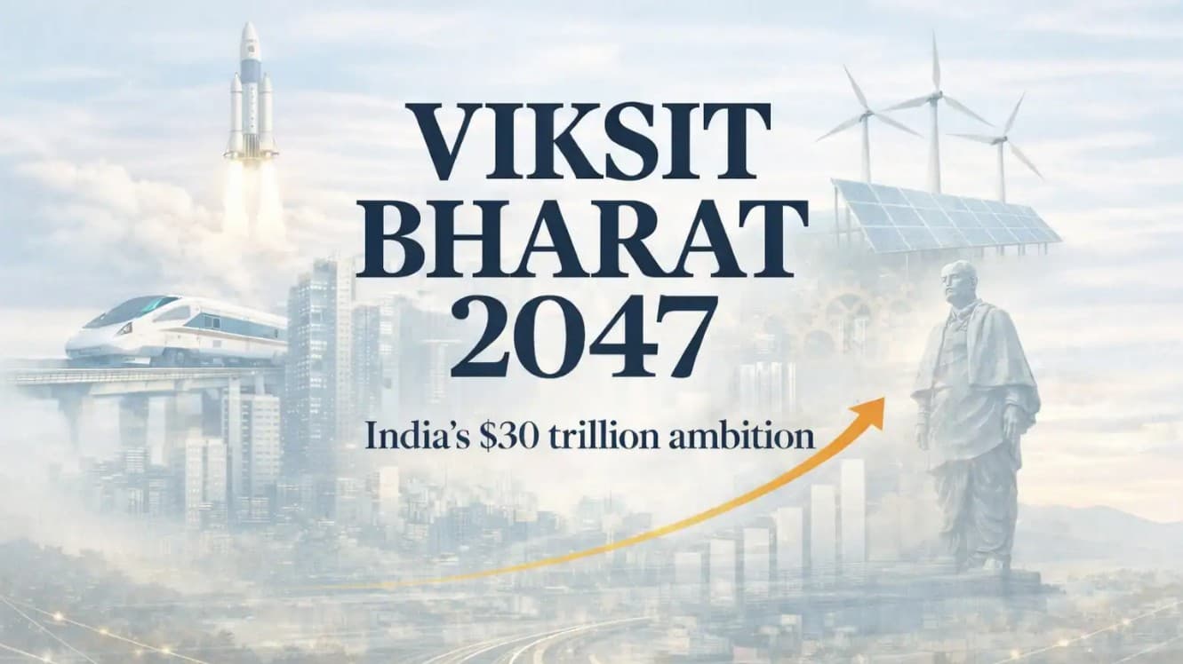Illustration for the article: Viksit Bharat 2047: The 3 Industrial Pillars Needed to Anchor India's $5 Trillion Economy